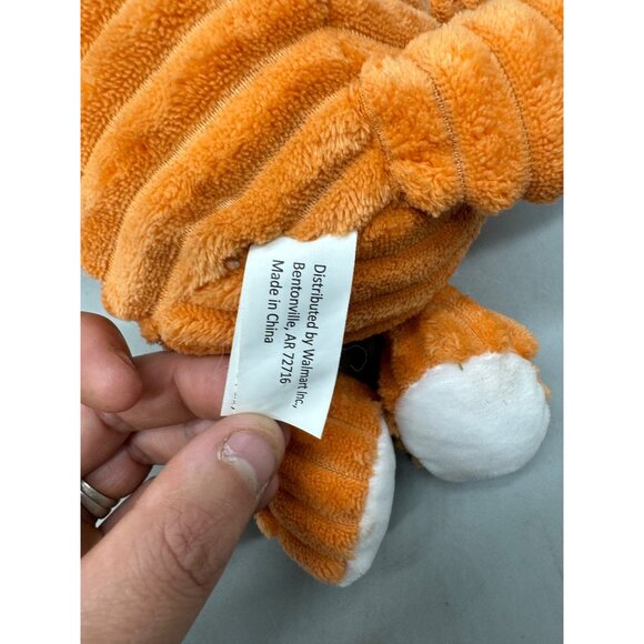 Orange Corduroy style Fox Plush Toy Red Scarf Christmas snowflake scarf 11" READ - Picture 3 of 4